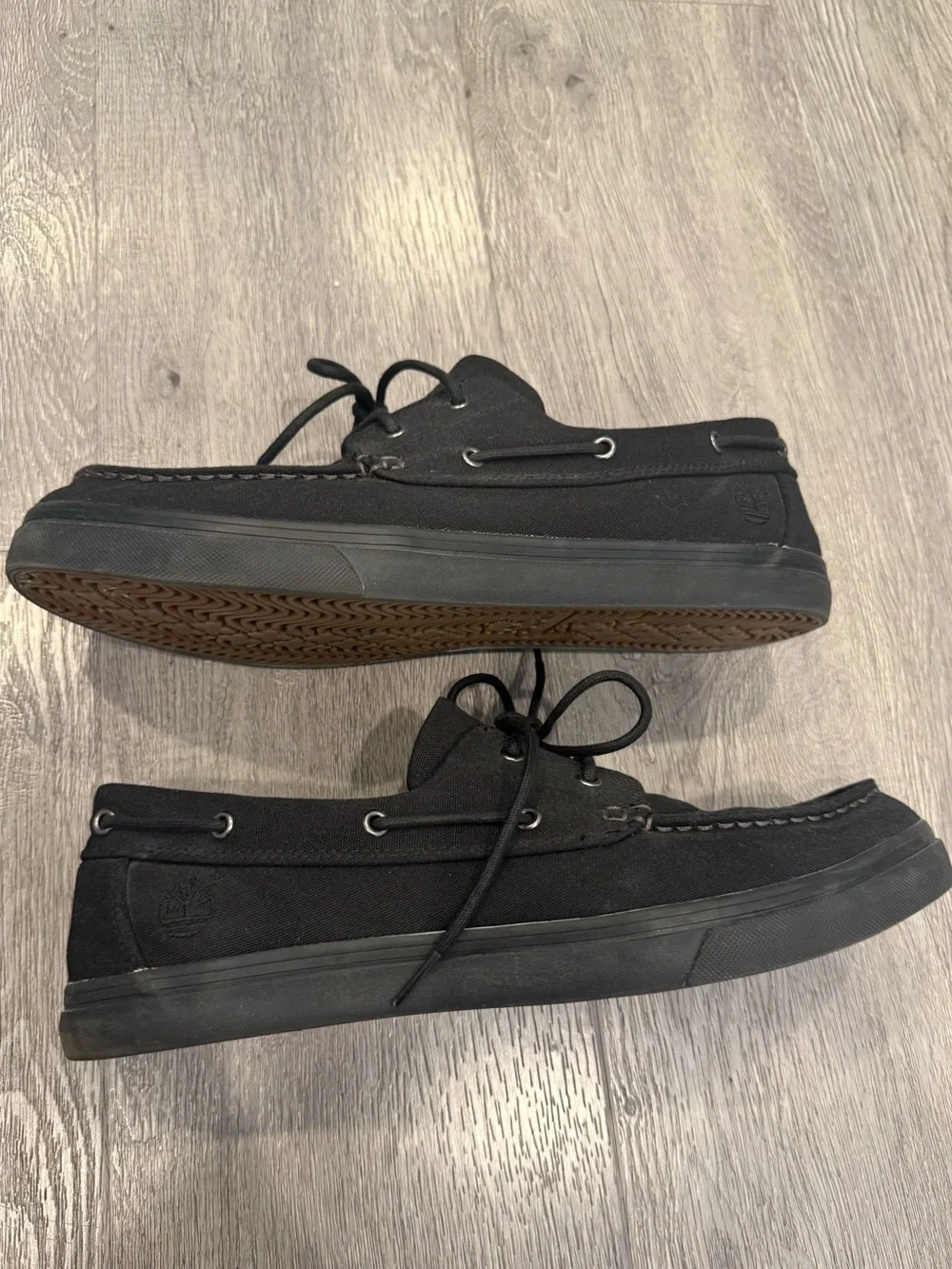 EUC Men's Timberland Black Canvas/Suede Boat Shoes